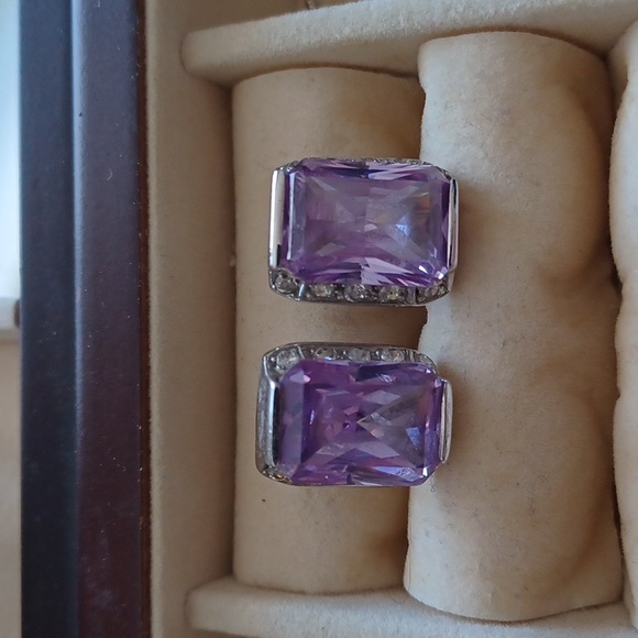 Sterling silver amethyst earrings - Picture 1 of 4